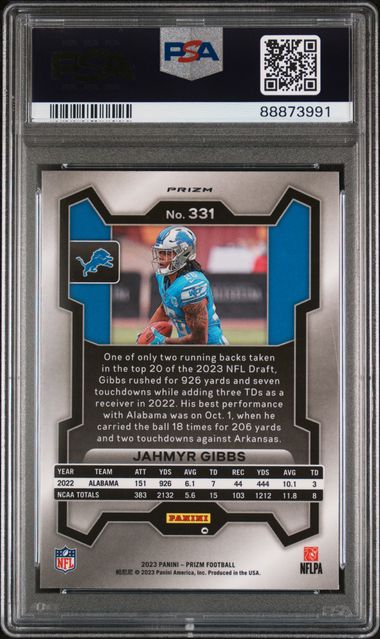 2023 Panini Prizm Orange Lazer #331 Jahmyr Gibbs PSA 10 (Rookie) | Eastridge Sports Cards