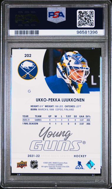 2021-22 Upper Deck #202 Ukko-Pekka Luukkonen PSA 9 (Rookie) | Eastridge Sports Cards