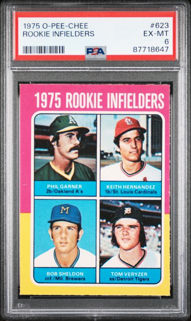 1975 O-Pee-Chee #623 Keith Hernandez/Phil Garner/Bob Sheldon/Tom Veryzer PSA 6 (Rookie) | Eastridge Sports Cards