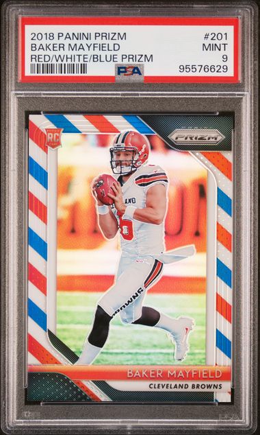 2018 Panini Prizm Red White and Blue #201 Baker Mayfield PSA 9 (Rookie) | Eastridge Sports Cards