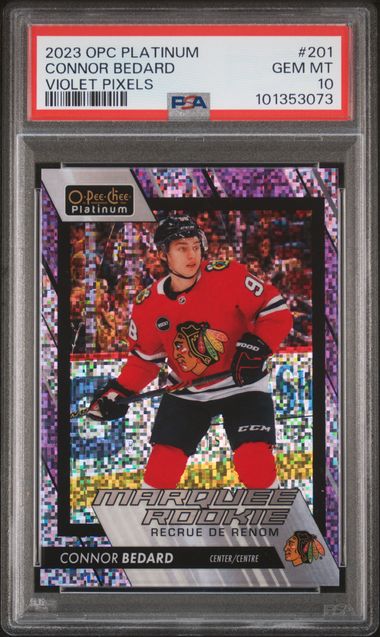 2023-24 O-Pee-Chee Platinum Violet Pixels #201 Connor Bedard #259/299 PSA 10 (Rookie) | Eastridge Sports Cards