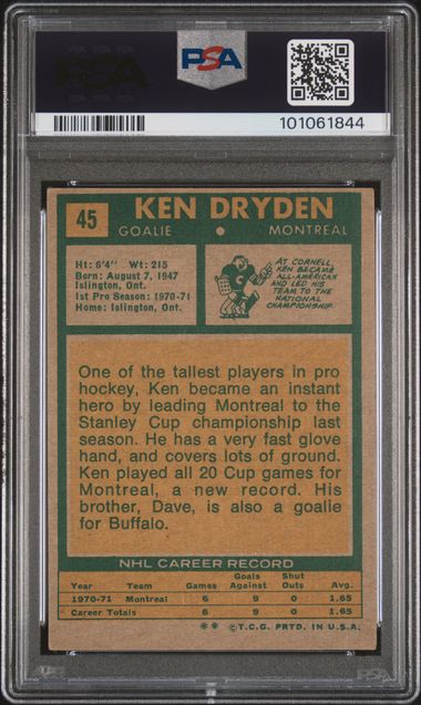 1971-72 Topps #45 Ken Dryden PSA 4 (Rookie) | Eastridge Sports Cards