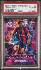 2023-24 Topps Chrome Sapphire UEFA Club Competitions Wonderkids #3 Lamine Yamal PSA 10 (Rookie) | Eastridge Sports Cards