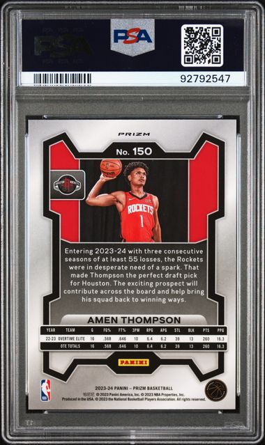 2023-24 Panini Prizm Pink Ice #150 Amen Thompson PSA 9 (Rookie) | Eastridge Sports Cards