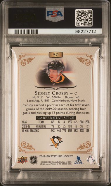 2019-20 Upper Deck Stature Blue #50 Sidney Crosby #25/35 PSA 9 | Eastridge Sports Cards