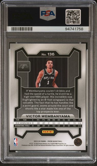 2023-24 Panini Prizm #136 Victor Wembanyama PSA 9 (Rookie) | Eastridge Sports Cards