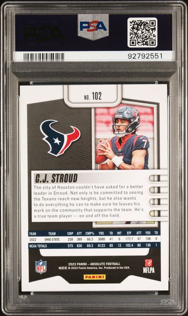 2023 Absolute #102 C.J. Stroud PSA 10 (Rookie) | Eastridge Sports Cards