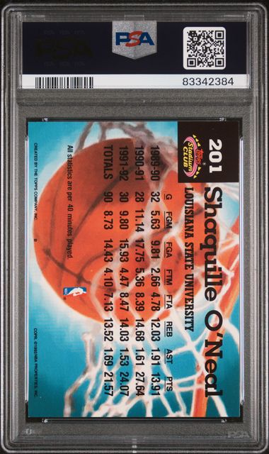 1992-93 Stadium Club Members Only #201 Shaquille O'Neal PSA 9 (Rookie) | Eastridge Sports Cards