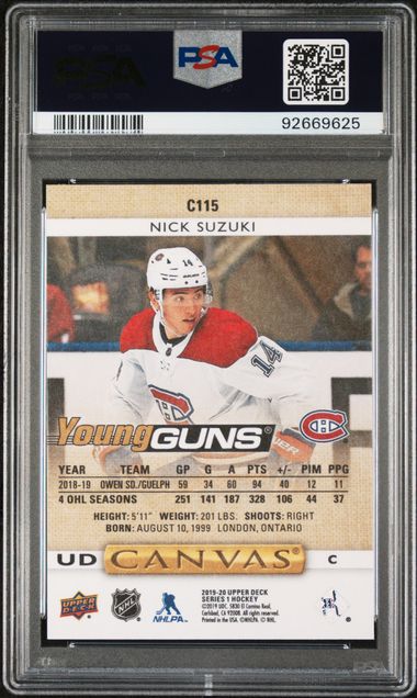 2019-20 Upper Deck Canvas #C115 Nick Suzuki PSA 10 (Rookie) | Eastridge Sports Cards