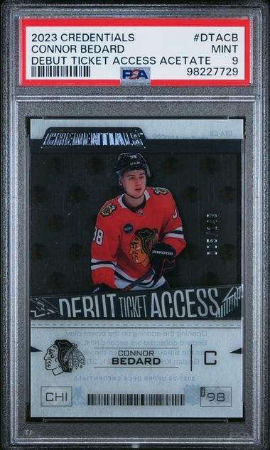 2023-24 Upper Deck Credentials Debut Ticket Access Acetate #DTACB Connor Bedard #005/149 PSA 9 (Rookie) | Eastridge Sports Cards