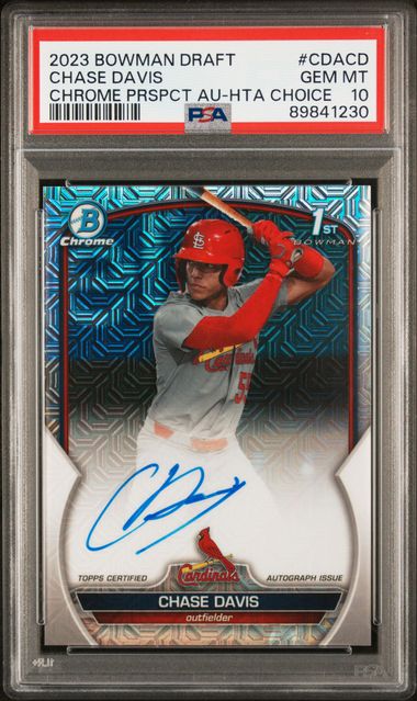 2023 Bowman Chrome Draft Autographs HTA Choice Refractors #CDACD Chase  Davis #136/150 PSA 10