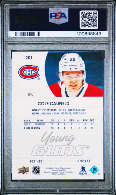 2021-22 Upper Deck #201 Cole Caufield PSA 9 (Rookie) | Eastridge Sports Cards