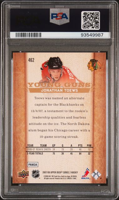 2007-08 Upper Deck #462 Jonathan Toews PSA 8 (Rookie) | Eastridge Sports Cards