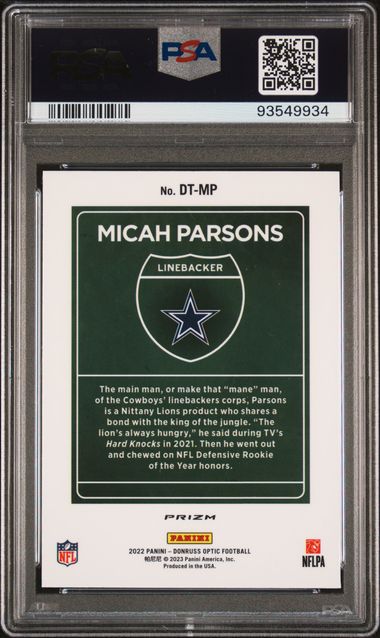 2022 Donruss Optic Downtown #DTMP Micah Parsons PSA 9 | Eastridge Sports Cards