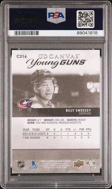 2023-24 Upper Deck UD Canvas Black and White #C216 Billy Sweezey PSA 10 (Rookie) | Eastridge Sports Cards