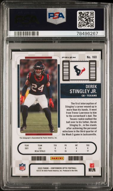 2022 Panini Contenders Optic #160 Derek Stingley Jr. PSA 9 (Rookie) | Eastridge Sports Cards