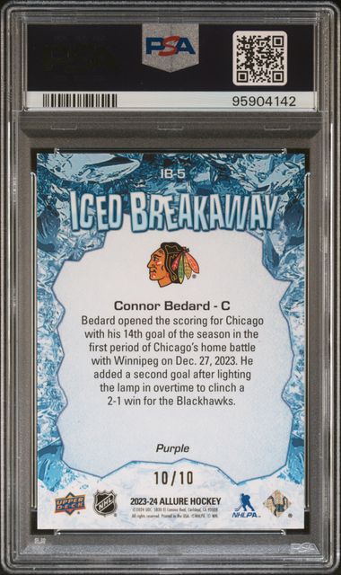 2023-24 Upper Deck Allure Iced Breakaway Purple #IB5 Connor Bedard #10/10 PSA 9 (Rookie) | Eastridge Sports Cards