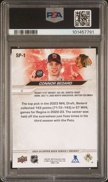 2023-24 Upper Deck #SP1 Connor Bedard PSA 7 (Rookie) | Eastridge Sports Cards