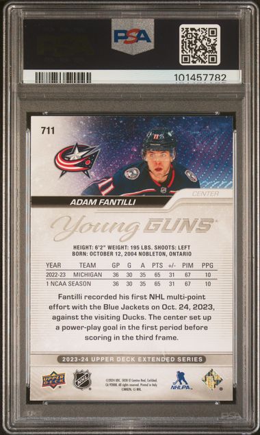 2023-24 Upper Deck #711 Adam Fantilli PSA 9 (Rookie) | Eastridge Sports Cards