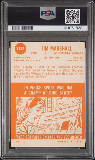 1963 Topps #107 Jim Marshall PSA 6 (Rookie) | Eastridge Sports Cards