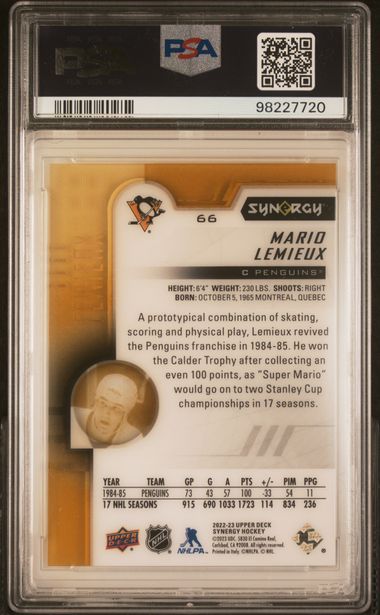 2022-23 Synergy Gold #66 Mario Lemieux #02/25 PSA 10 | Eastridge Sports Cards