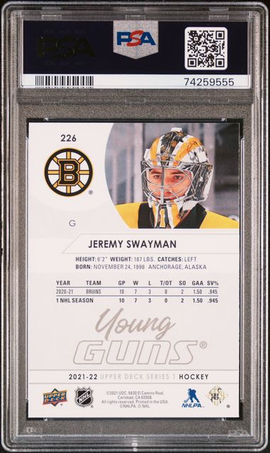 2021-22 Upper Deck #226 Jeremy Swayman PSA 9 (Rookie) | Eastridge Sports Cards