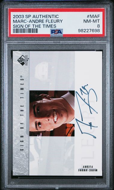 2003-04 SP Authentic Sign of the Times #MAF Marc-Andre Fleury PSA 8 | Eastridge Sports Cards