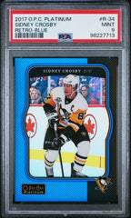 2017-18 O-Pee-Chee Platinum Retro Rainbow Blue #R34 Sidney Crosby #064/149 PSA 9 | Eastridge Sports Cards