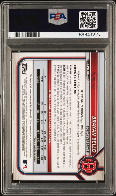 2022 Bowman Chrome Prospect Autographs #CPABB Brayan Bello PSA 9 | Eastridge Sports Cards