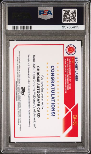 2023 Topps Chrome McDonald's All American Autographs #CABJ Bronny James PSA 9 | Eastridge Sports Cards