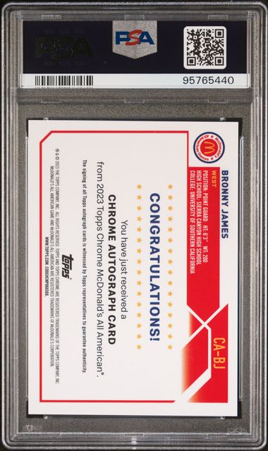 2023 Topps Chrome McDonald's All American Autographs #CABJ Bronny James PSA 9 | Eastridge Sports Cards