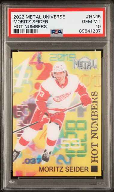 2022-23 Metal Universe Hot Numbers #HN15 Moritz Seider PSA 10 (Rookie) | Eastridge Sports Cards