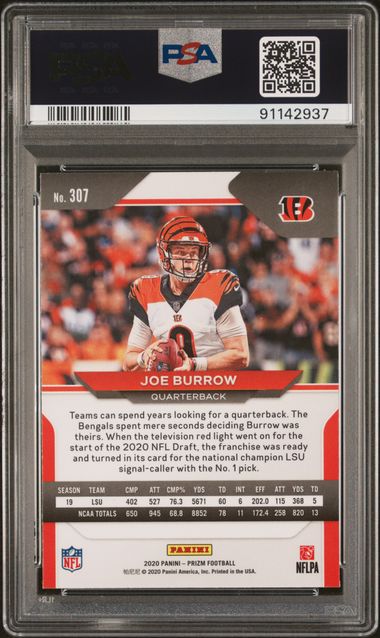 2020 Panini Prizm #307 Joe Burrow PSA 10 (Rookie) | Eastridge Sports Cards