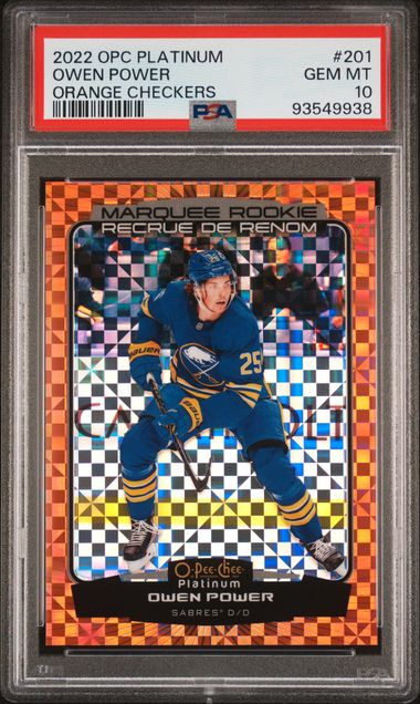 2022-23 O-Pee-Chee Platinum Orange Checkers #201 Owen Power #09/25 PSA 10 (Rookie) | Eastridge Sports Cards