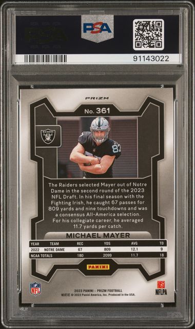 2023 Panini Prizm Silver Prizm #361 Michael Mayer PSA 10 (Rookie) | Eastridge Sports Cards