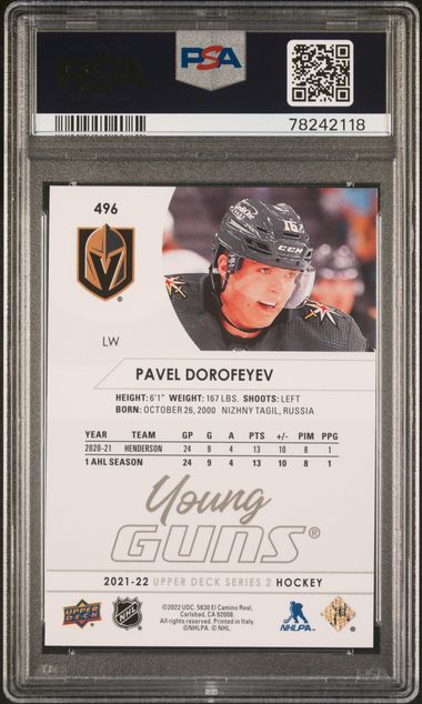 2021-22 Upper Deck #496 Pavel Dorofeyev PSA 10 (Rookie) | Eastridge Sports Cards