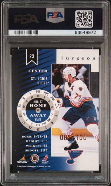 1997-98 Zenith Z-Gold #23 Pierre Turgeon #082/100 PSA 8 | Eastridge Sports Cards