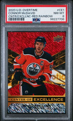 2020-21 Upper Deck Overtime Center of Excellence Red Rainbow #CE1 Connor McDavid #16/25 PSA 8 | Eastridge Sports Cards