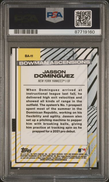 2021 Bowman Chrome Bowman Ascensions Mojo Refractor #BA11 Jasson Dominguez PSA 9 | Eastridge Sports Cards