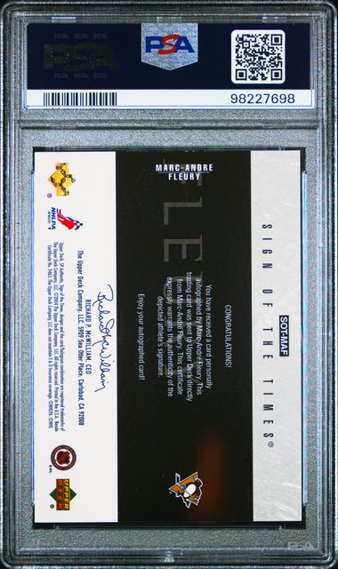 2003-04 SP Authentic Sign of the Times #MAF Marc-Andre Fleury PSA 8 | Eastridge Sports Cards