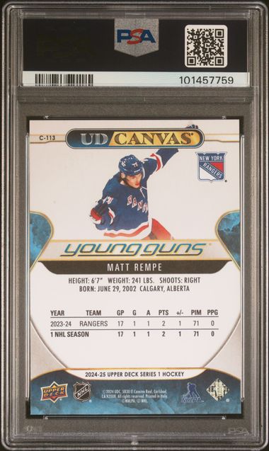 2024-25 Upper Deck UD Canvas #C113 Matt Rempe PSA 10 (Rookie) | Eastridge Sports Cards