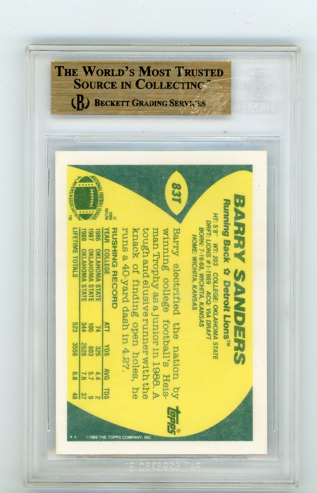 1989 Topps Traded #83T Barry Sanders BGS 9.5 (Rookie) | Eastridge Sports Cards