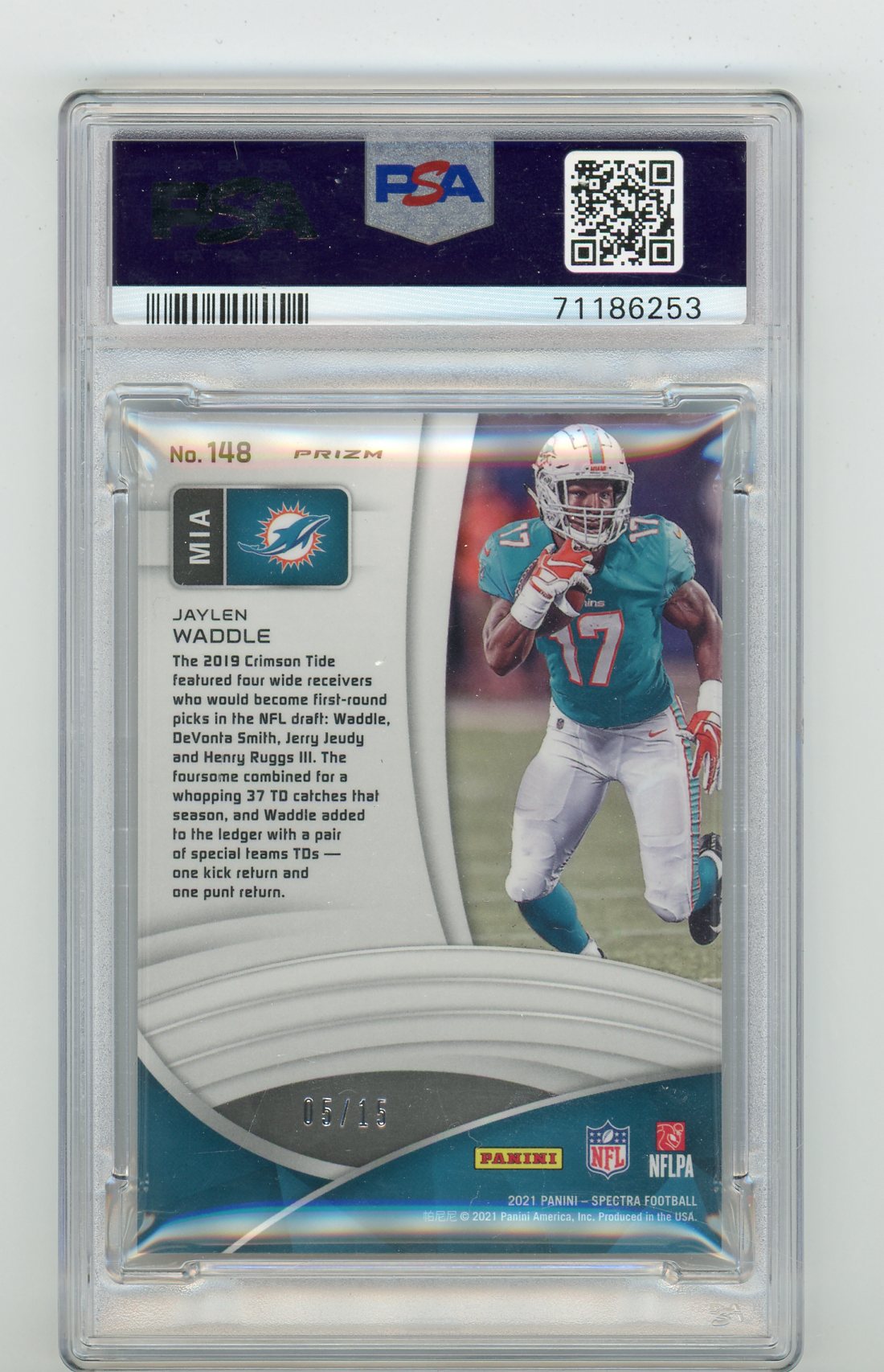 2021 Panini Spectra Neon Orange #148 Jaylen Waddle #05/15 PSA 9 (Rookie) | Eastridge Sports Cards