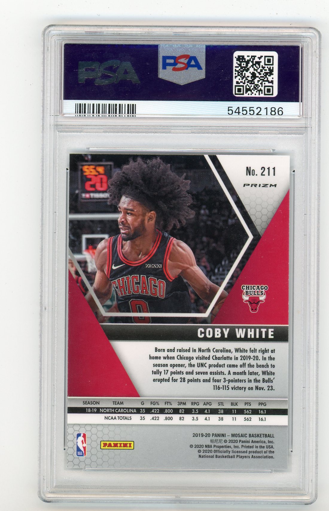 2019-20 Panini Mosaic Silver #211 Coby White PSA 10 | Eastridge Sports Cards