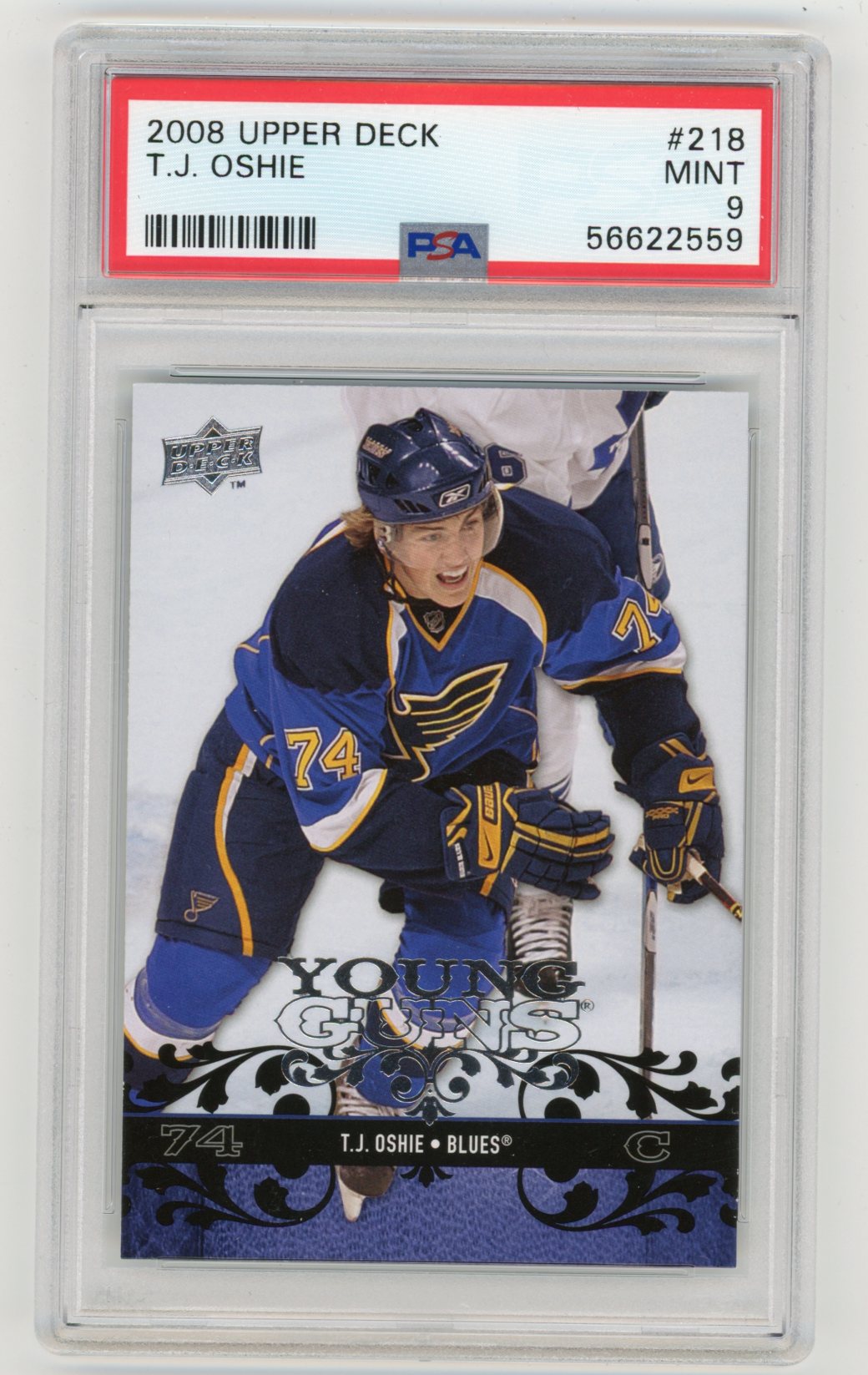 2008-09 Upper Deck #218 T.J. Oshie PSA 9 (Rookie) | Eastridge Sports Cards