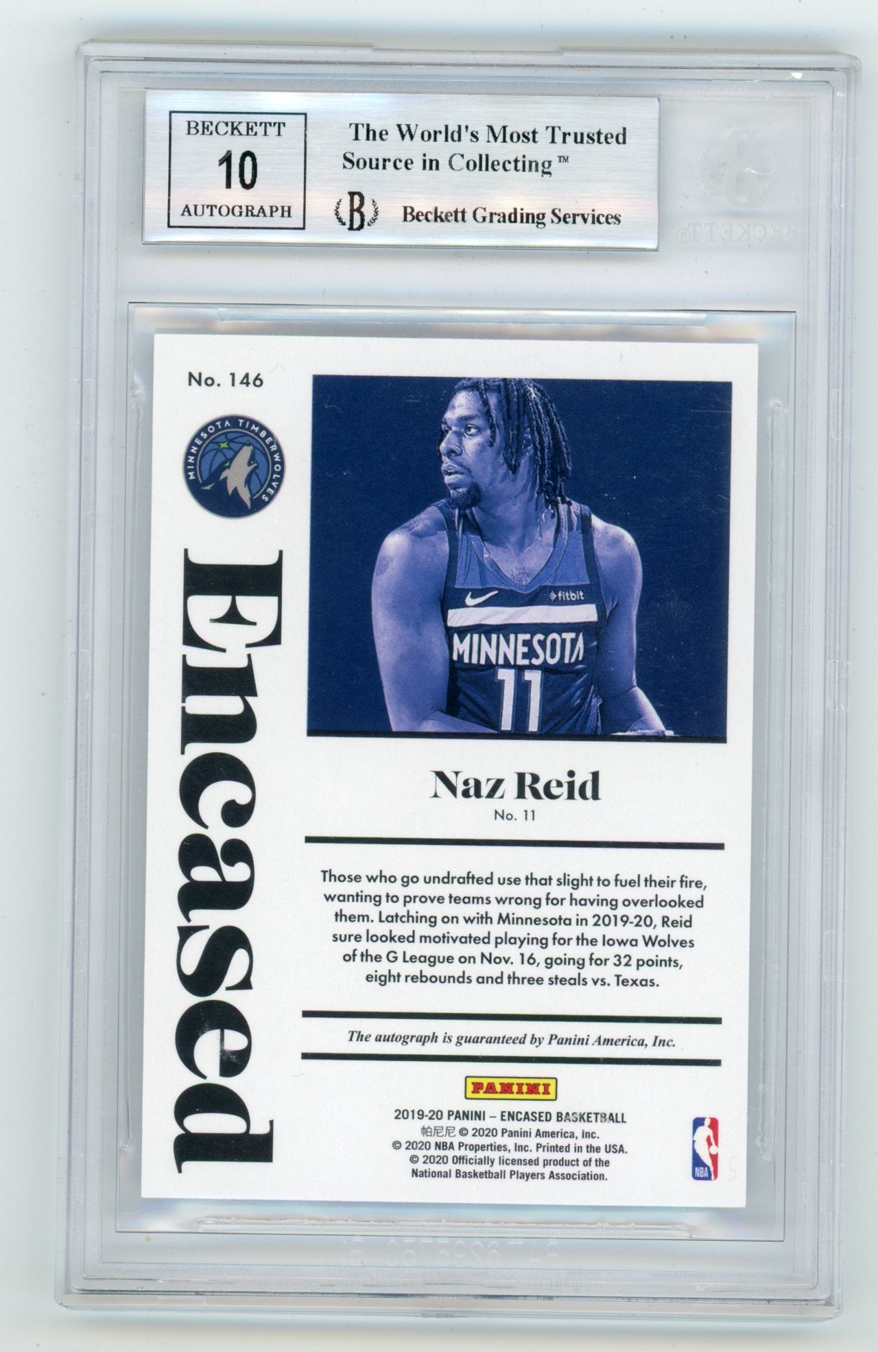 2019-20 Panini Encased #146 Naz Reid Scripted #64/99 BGS 9 (Auto 10) (Rookie) | Eastridge Sports Cards