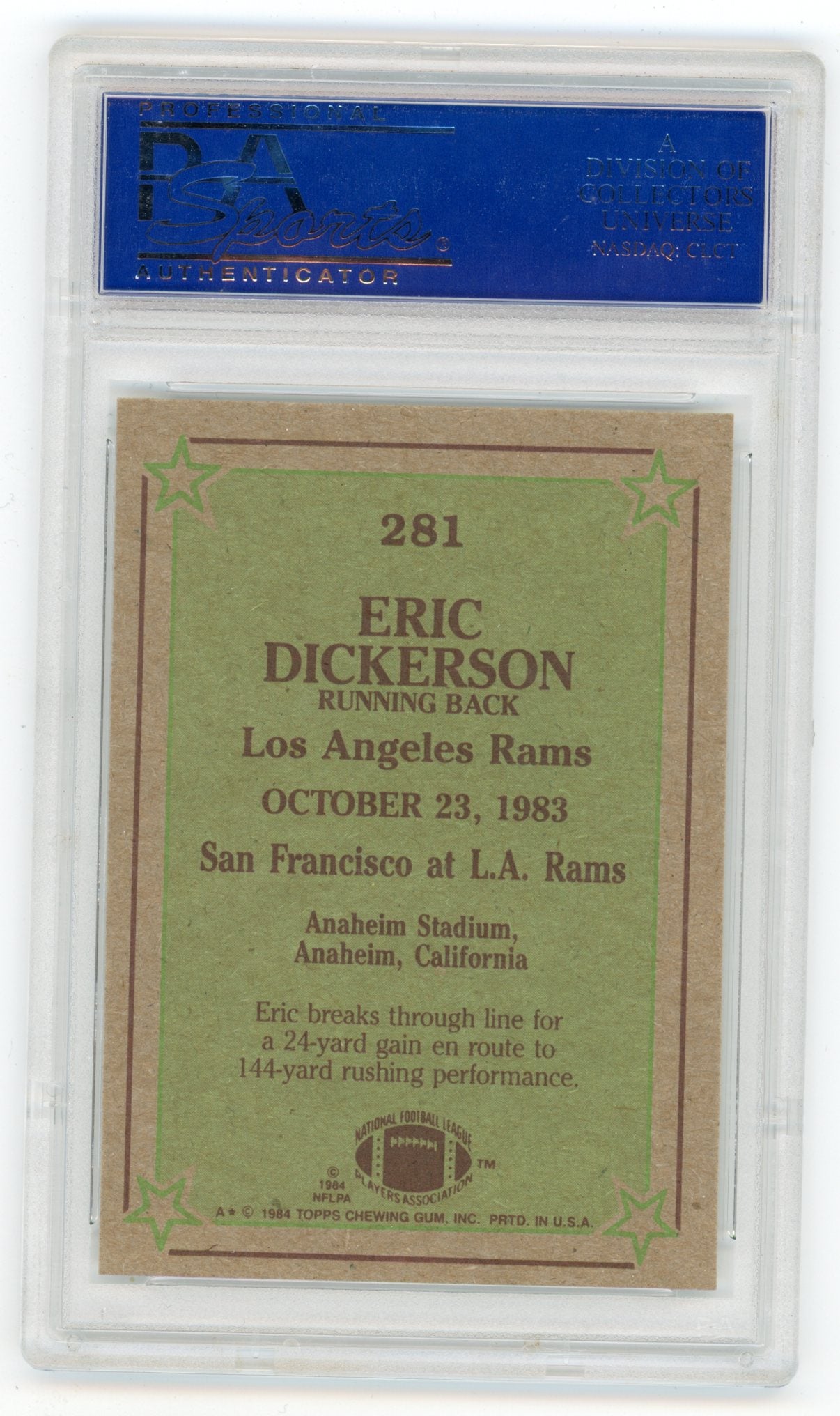 1984 Topps #281 Eric Dickerson PSA 8 (Rookie) | Eastridge Sports Cards