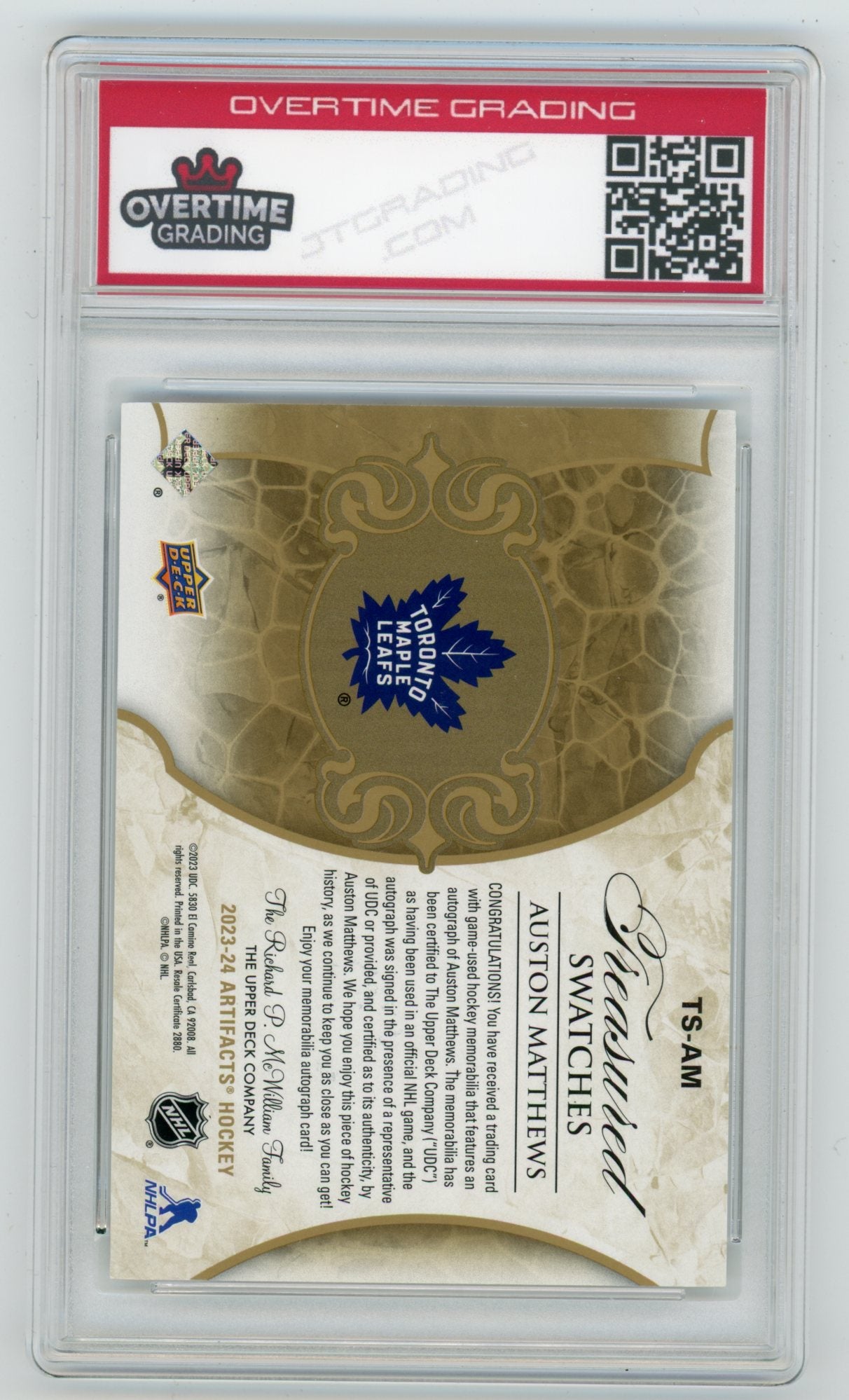 2023-24 Artifacts Treasured Swatches Autographs #TSAM Auston Matthews #03/10 OTG 9 | Eastridge Sports Cards