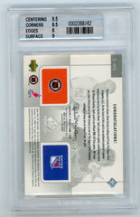 2000-01 SP Game Used Tools of the Game Combos #C-HG Gordie Howe/ Wayne Gretzky #075/100 BGS 8.5 | Eastridge Sports Cards