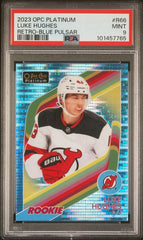 2023-24 O-Pee-Chee Platinum Retro Blue Pulsar #R66 Luke Hughes #051/100 PSA 9 (Rookie) | Eastridge Sports Cards